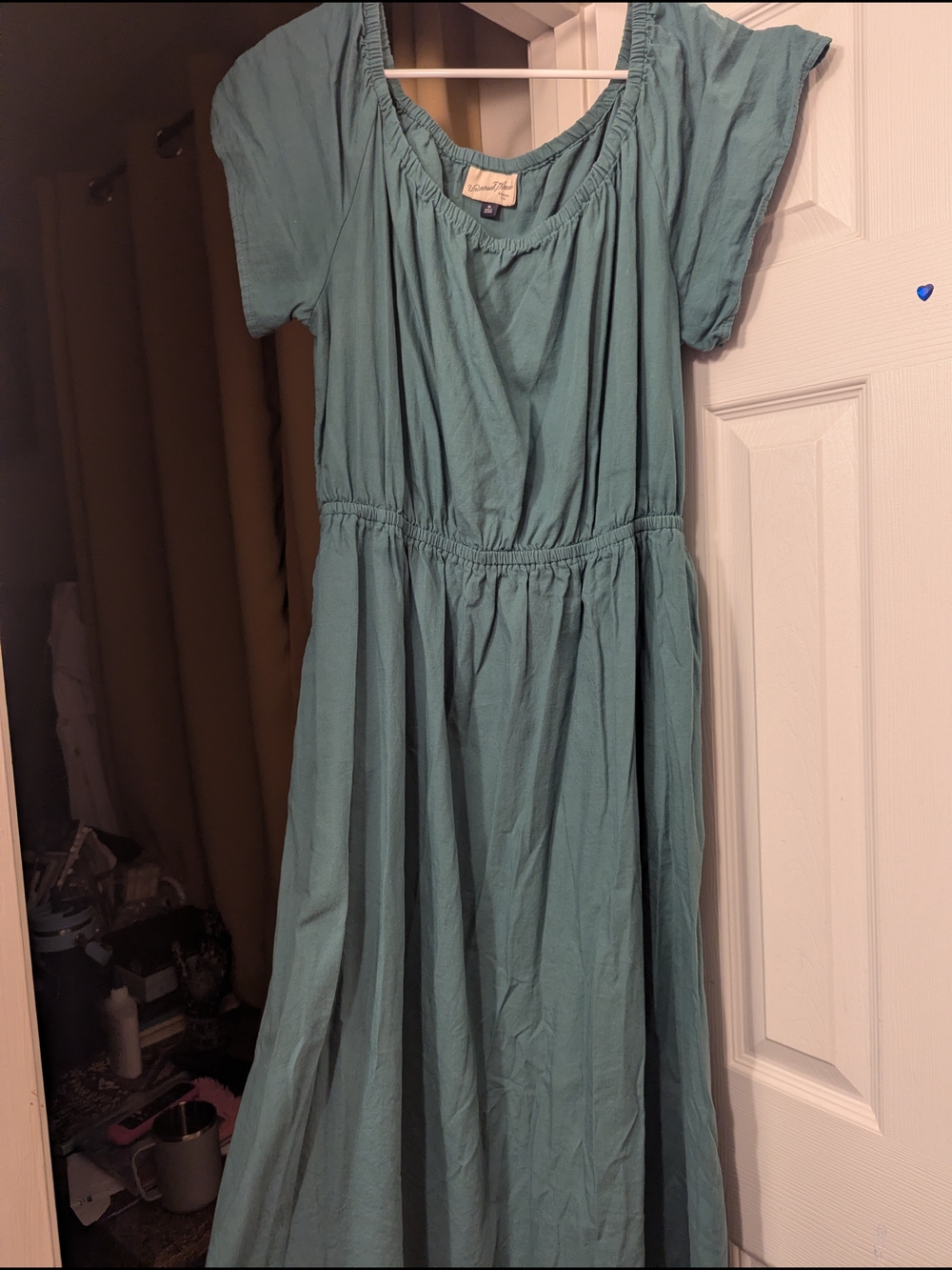 Universal Thread Teal Short-Sleeve Maxi Dress